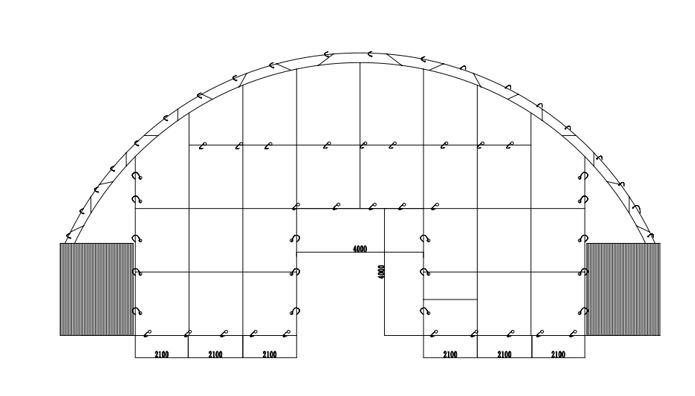 60x40ft (18x12m) double truss front wall door and winch green 60x40ft (18x12m) double truss front wall door and winch green