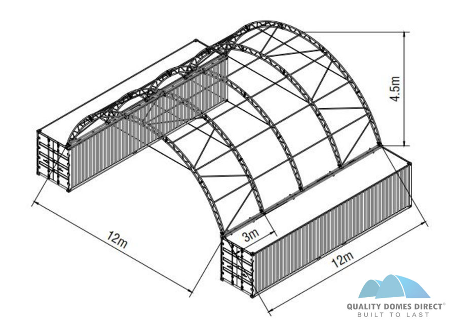 40x40ft (12x12m) double truss bolted quicklock industrial grade dome 40x40ft (12x12m) double truss bolted quicklock industrial grade dome