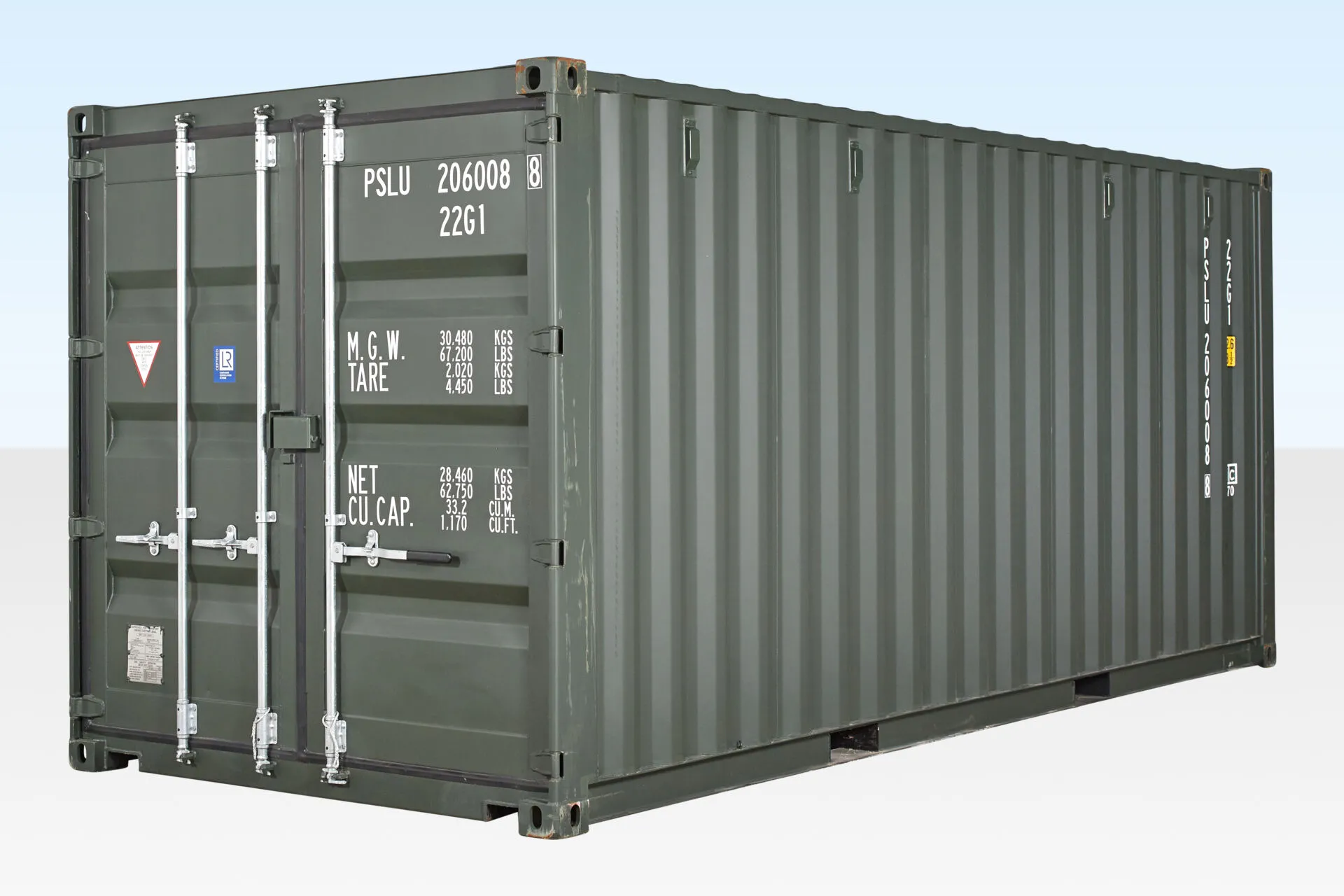 20ft shipping container (one trip) – dark green 20ft shipping container (one trip) – dark green