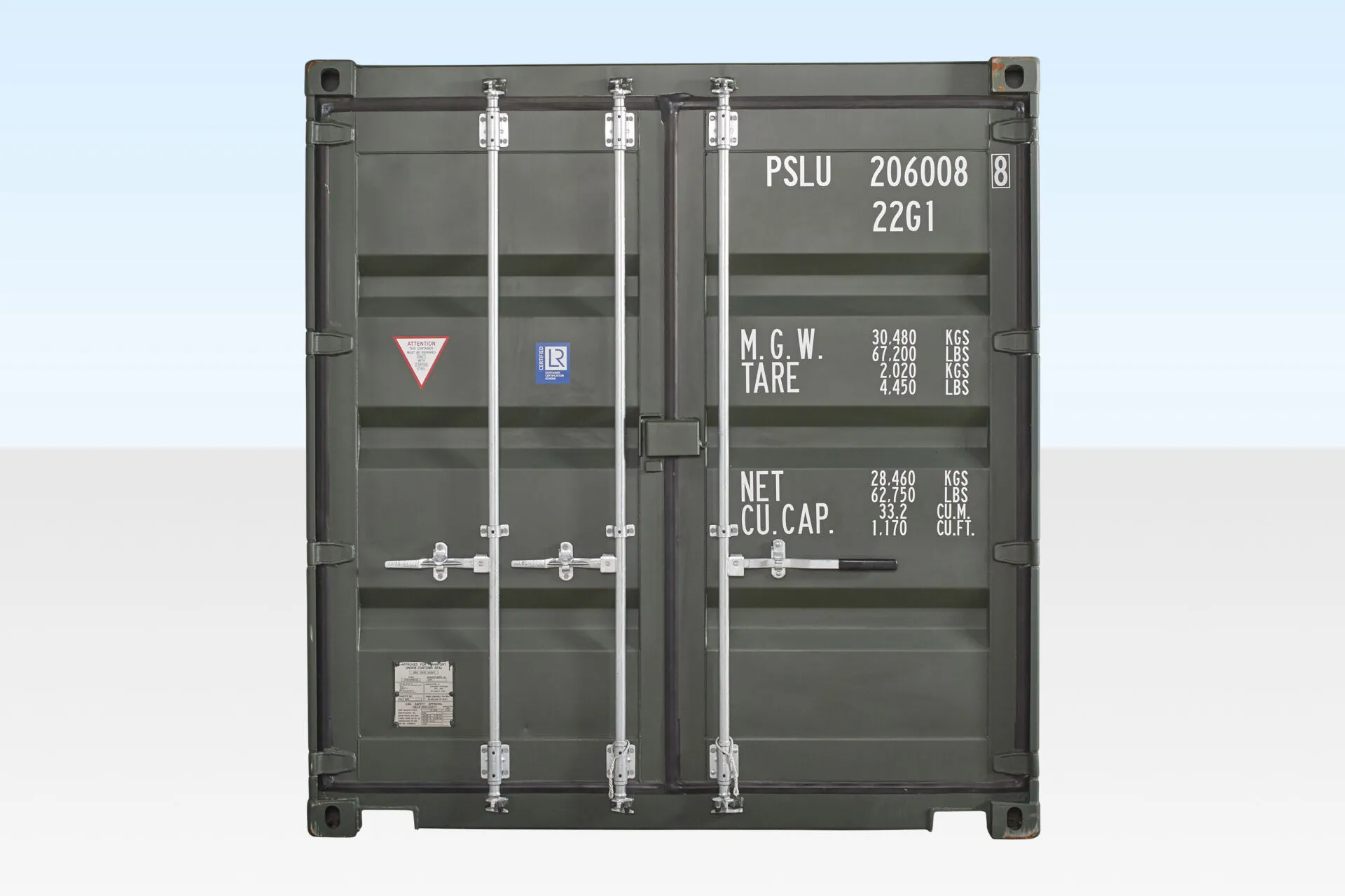 20ft shipping container (one trip) – dark green 20ft shipping container (one trip) – dark green